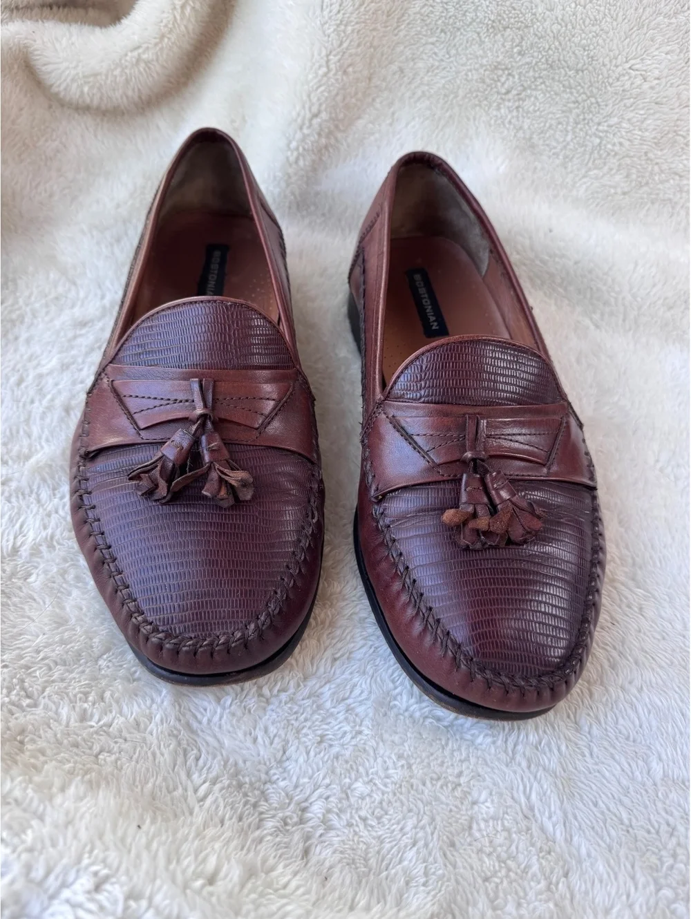 Bostonian Men’s 10.5W Brown Leather Tassel Loafers Slip-On Dress Shoes